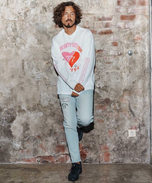seventy seven（セブンティセブン）の「mlt5423-middle onz over size L-S t-shirt(77heart) ロングスリーブTシャツ(7725W200)（Tシャツ/カットソー・メンズ・グレー/ブラック/ホワイト・S/XL/L/M）」の11枚目の写真