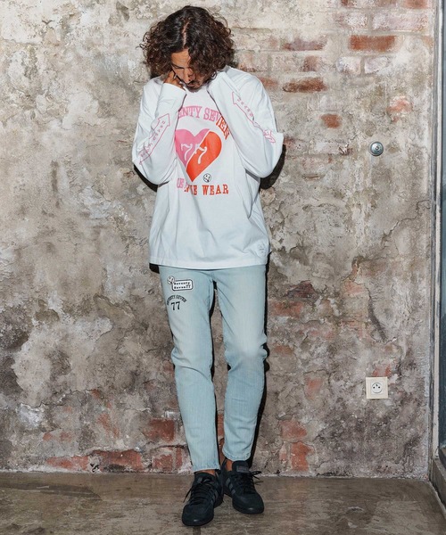 seventy seven（セブンティセブン）の「mlt5423-middle onz over size L-S t-shirt(77heart) ロングスリーブTシャツ(7725W200)（Tシャツ/カットソー・メンズ・グレー/ブラック/ホワイト・S/XL/L/M）」の13枚目の写真