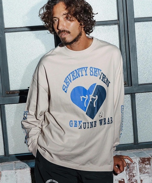 seventy seven（セブンティセブン）の「mlt5423-middle onz over size L-S t-shirt(77heart) ロングスリーブTシャツ(7725W200)（Tシャツ/カットソー・メンズ・グレー/ブラック/ホワイト・S/XL/L/M）」の14枚目の写真