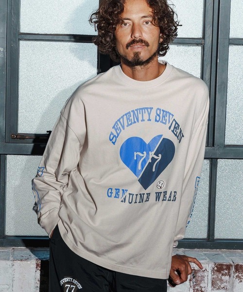 seventy seven（セブンティセブン）の「mlt5423-middle onz over size L-S t-shirt(77heart) ロングスリーブTシャツ(7725W200)（Tシャツ/カットソー・メンズ・グレー/ブラック/ホワイト・S/XL/L/M）」の15枚目の写真