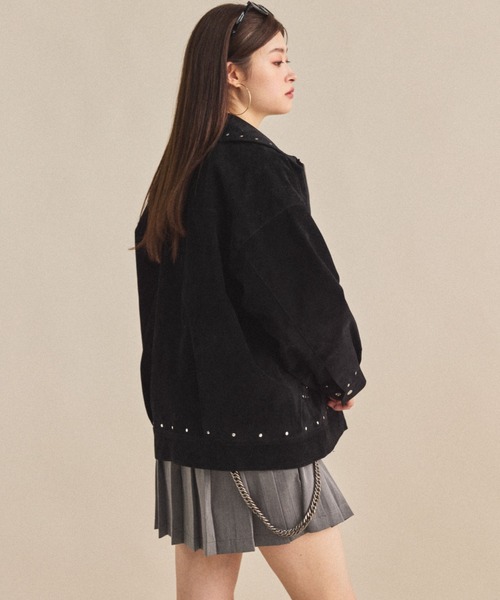 MIRROR STOKE(ミラーストーク)の「【ZOZO限定】SUEDE STUDS JACKET/スエードスタッズジャケット(その他アウター・レディース・ブラック/キャメル・MEDIUM)」の8枚目の写真