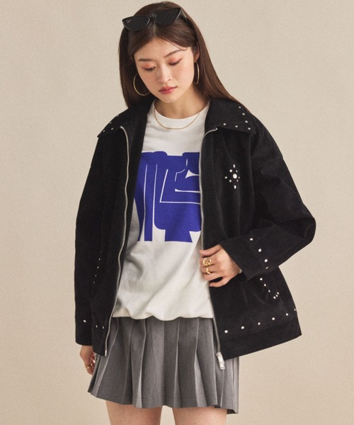 MIRROR STOKE(ミラーストーク)の「【ZOZO限定】SUEDE STUDS JACKET/スエードスタッズジャケット(その他アウター・レディース・ブラック/キャメル・MEDIUM)」の3枚目の写真