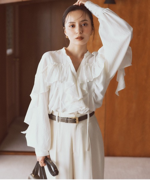 anuans リンクルラッフルブラウス リンクルラッフルブラウス（シャツ/ブラウス）｜anuans（アニュアンス