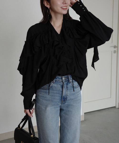 リンクルラッフルブラウス（シャツ/ブラウス）｜anuans（アニュアンス