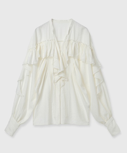 セール】リンクルラッフルブラウス（シャツ/ブラウス）｜anuans（ア