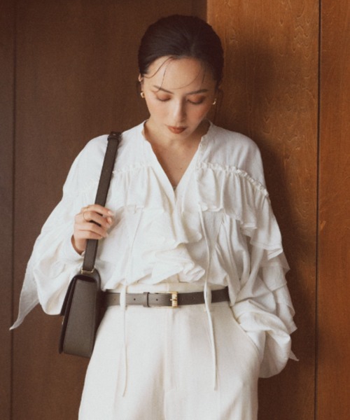 セール】リンクルラッフルブラウス（シャツ/ブラウス）｜anuans（ア