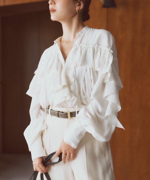 セール】リンクルラッフルブラウス（シャツ/ブラウス）｜anuans（ア