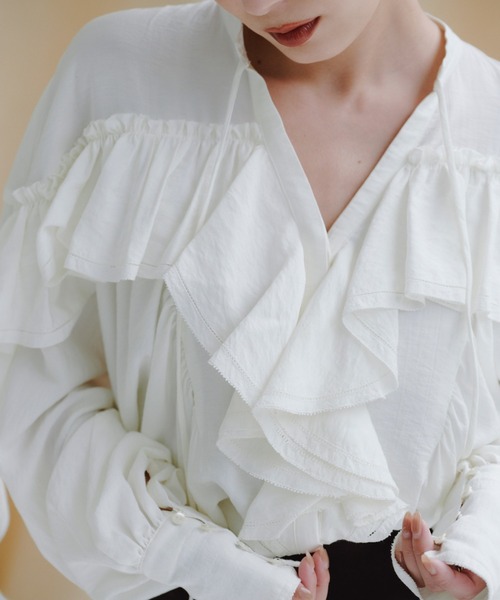 リンクルラッフルブラウス（シャツ/ブラウス）｜anuans（アニュアンス