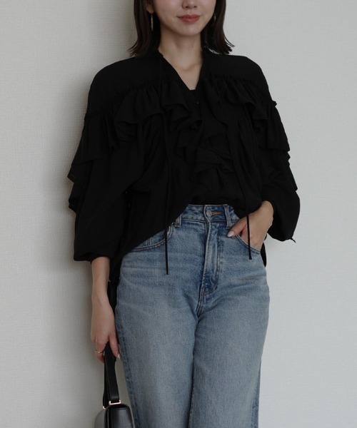 セール】リンクルラッフルブラウス（シャツ/ブラウス）｜anuans（ア