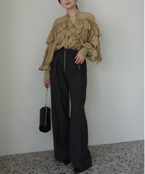 セール】リンクルラッフルブラウス（シャツ/ブラウス）｜anuans（ア