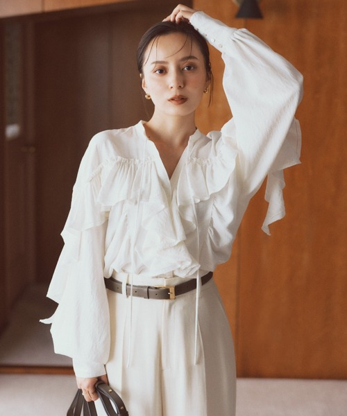 セール】リンクルラッフルブラウス（シャツ/ブラウス）｜anuans（ア