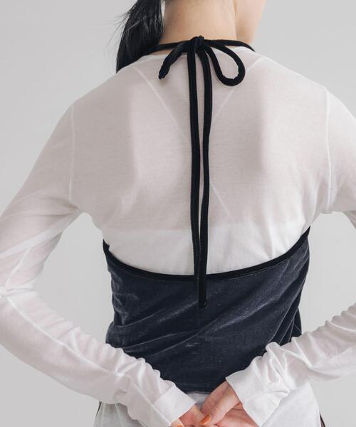 URBAN RESEARCH(アーバンリサーチ)の「ホルターネックベロアビスチェ(その他トップス・レディース・ブルー/ブラック・FREE)」の6枚目の写真