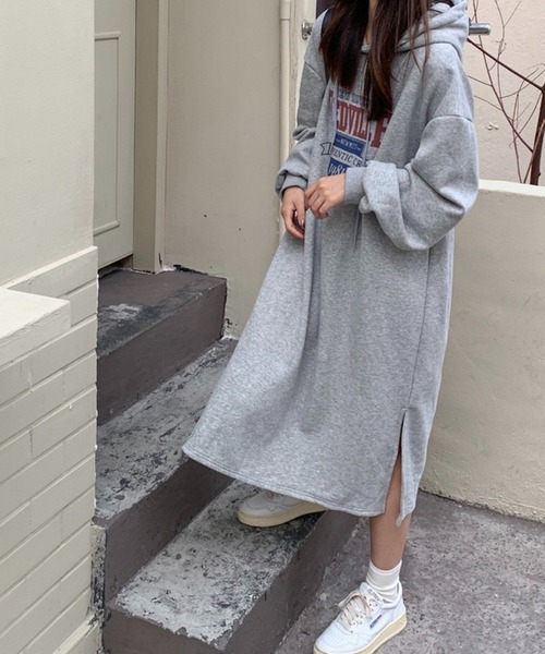 SHOUYO(ショウヨウ)の「ロゴプリント スウェットワンピース/ブラック・グレー・ネイビー(ワンピース・レディース・ブラック/グレー/ネイビー・M)」の4枚目の写真