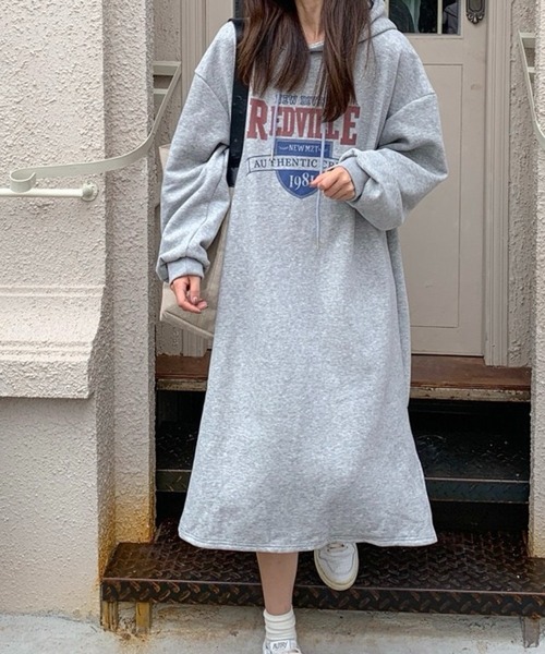SHOUYO(ショウヨウ)の「ロゴプリント スウェットワンピース/ブラック・グレー・ネイビー(ワンピース・レディース・ブラック/グレー/ネイビー・M)」の6枚目の写真