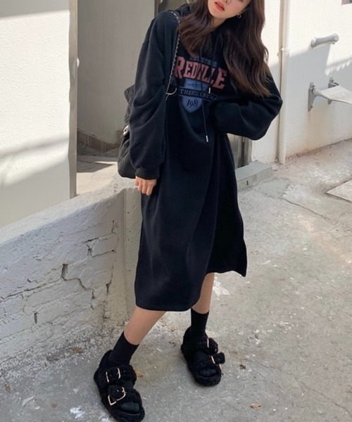 SHOUYO(ショウヨウ)の「ロゴプリント スウェットワンピース/ブラック・グレー・ネイビー(ワンピース・レディース・ブラック/グレー/ネイビー・M)」の8枚目の写真