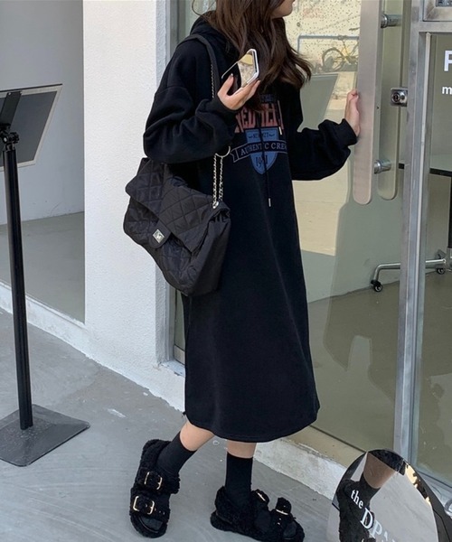 SHOUYO(ショウヨウ)の「ロゴプリント スウェットワンピース/ブラック・グレー・ネイビー(ワンピース・レディース・ブラック/グレー/ネイビー・M)」の12枚目の写真