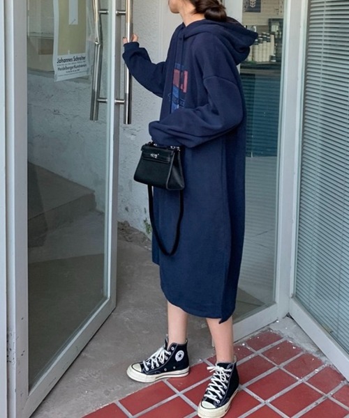 SHOUYO(ショウヨウ)の「ロゴプリント スウェットワンピース/ブラック・グレー・ネイビー(ワンピース・レディース・ブラック/グレー/ネイビー・M)」の13枚目の写真