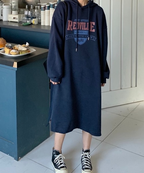 SHOUYO(ショウヨウ)の「ロゴプリント スウェットワンピース/ブラック・グレー・ネイビー(ワンピース・レディース・ブラック/グレー/ネイビー・M)」の16枚目の写真