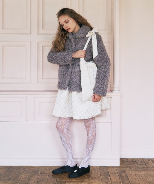 HONEY MI HONEY（ハニーミーハニー）の「quilting rose satin tiered mini one-piece（ワンピース・レディース・ピンク/ブラック/アイボリー/サックスブルー・FREE）」の20枚目の写真