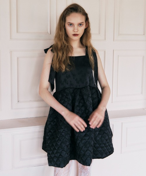 quilting rose satin tiered mini one-piece（ワンピース）｜HONEY MI