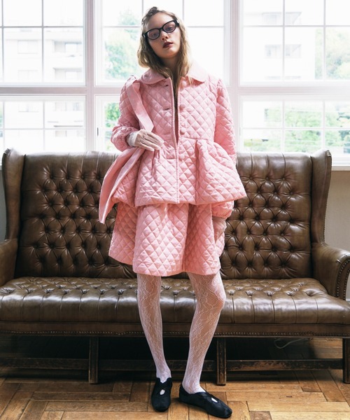 HONEY MI HONEY（ハニーミーハニー）の「quilting rose satin tiered mini one-piece（ワンピース・レディース・ピンク/ブラック/アイボリー/サックスブルー・FREE）」の15枚目の写真