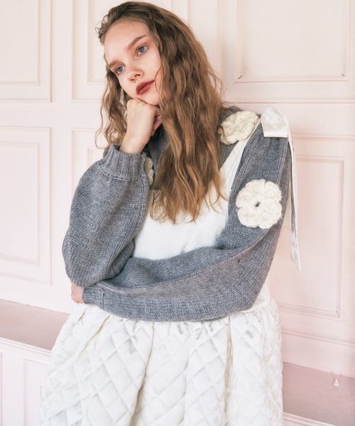 HONEY MI HONEY（ハニーミーハニー）の「quilting rose satin tiered mini one-piece（ワンピース・レディース・ピンク/ブラック/アイボリー/サックスブルー・FREE）」の17枚目の写真