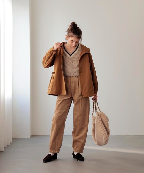 gentle fullness マウンテンパーカー 絞り付き Jines マウンテンパーカー ウインドブレーカー 「撥水加工」ナチュラル