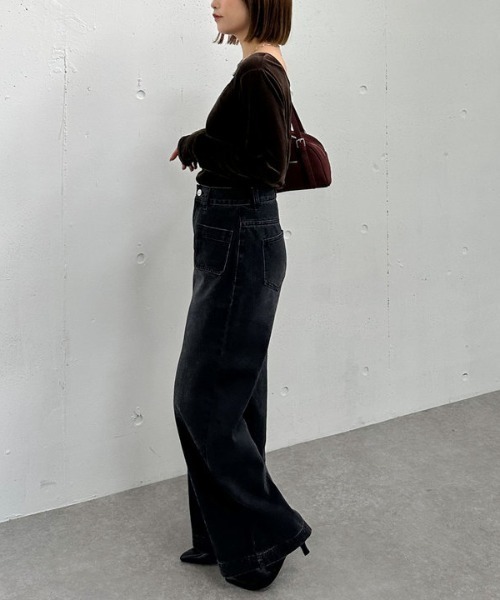 archives(アルシーヴ)の「【ラフに艶っぽ】シアーベロアTOPS(Tシャツ/カットソー・レディース・アイボリー/ブルーグレー/チャコールグレー/ブラウン・MEDIUM)」の10枚目の写真