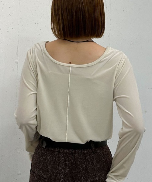 archives(アルシーヴ)の「【ラフに艶っぽ】シアーベロアTOPS(Tシャツ/カットソー・レディース・アイボリー/ブルーグレー/チャコールグレー/ブラウン・MEDIUM)」の19枚目の写真