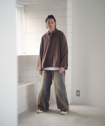 ADAMPATEK/velour dust wide pants/フロッキーデニムブラストワイドパンツ