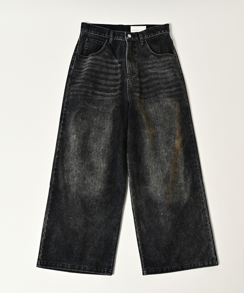 ADAM PATEK(アダムパテック)の「ADAMPATEK/velour dust wide pants/フロッキーデニムブラストワイドパンツ(デニムパンツ・メンズ・ブラック/ブラウン・1/2)」の16枚目の写真