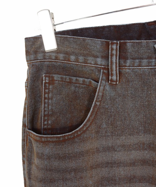 ADAM PATEK(アダムパテック)の「ADAMPATEK/velour dust wide pants/フロッキーデニムブラストワイドパンツ(デニムパンツ・メンズ・ブラック/ブラウン・1/2)」の10枚目の写真