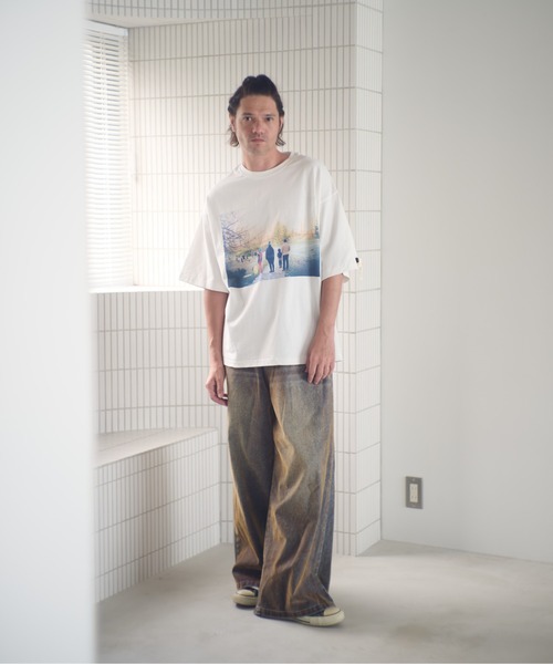 ADAM PATEK(アダムパテック)の「ADAMPATEK/velour dust wide pants/フロッキーデニムブラストワイドパンツ(デニムパンツ・メンズ・ブラック/ブラウン・1/2)」の22枚目の写真