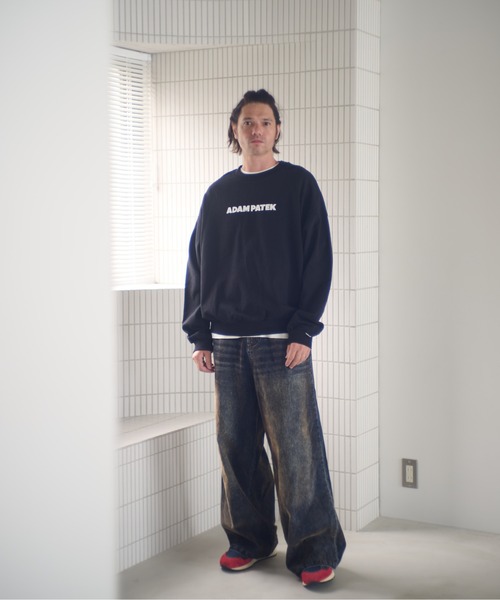 ADAM PATEK(アダムパテック)の「ADAMPATEK/velour dust wide pants/フロッキーデニムブラストワイドパンツ(デニムパンツ・メンズ・ブラック/ブラウン・1/2)」の21枚目の写真