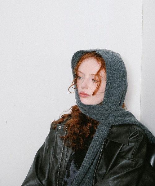 ALAND（エーランド）の「【UNISEX】ALAND／メランジフードマフラー（マフラー・レディース・グレー/ブラック/アイボリー・FREE）」の21枚目の写真