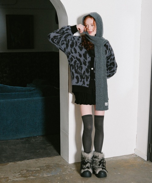 ALAND（エーランド）の「【UNISEX】ALAND／メランジフードマフラー（マフラー・レディース・グレー/ブラック/アイボリー・FREE）」の18枚目の写真