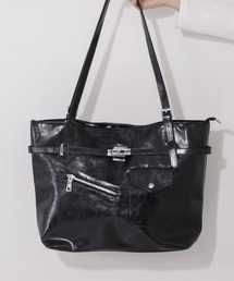 me+em select（ミームセレクト）の「【 ２color ／ A4収納可 】デザインベルトフェイクレザースクエアトートバッグ ／ design belt fake leather square tote bag（トートバッグ）」