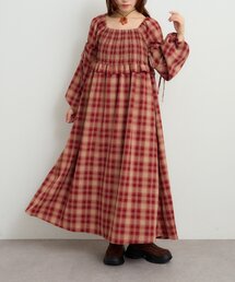 w closet | シャーリングチェックワンピース(ワンピース)