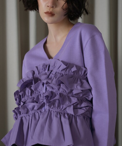 EMMEL REFINES＞EM ミニウラケ フリル 2WAY カーディガン