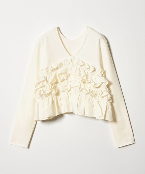 【美品】EMMEL REFINES フリル 2way カーディガン ブラック EMMEL REFINES＞EM ミニウラケ フリル 2WAY カーディガン