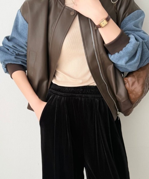 LEVI'S デニムレザー切り替えブルゾン セール】デニム切替フェイクレザーブルゾン（ブルゾン）｜ABITOKYO