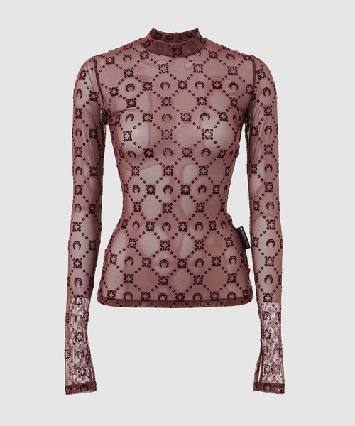 MARINE SERRE(マリーン・セル)の「MOONOGRAM MESH FLOCK LS HIGHNECK TOP(その他トップス・レディース・ブラック/パープル・XS/S/M)」の2枚目の写真