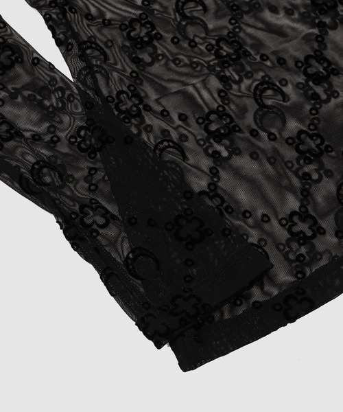 MARINE SERRE(マリーン・セル)の「MOONOGRAM MESH FLOCK LS HIGHNECK TOP(その他トップス・レディース・ブラック/パープル・XS/S/M)」の5枚目の写真