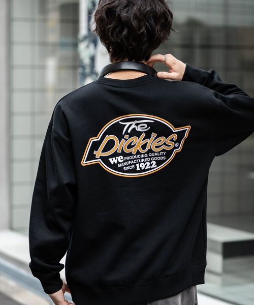 Dickies 裏起毛バックプリント刺繍クルーネック長袖スウェット