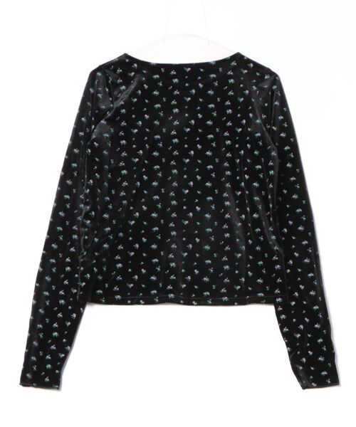 STYLEBLOCK(スタイルブロック)の「フラワーベロア指開きトップス(Tシャツ/カットソー・レディース・ブラウン系その他/ブラウン×イエロー/ブラック×イエロー/ブラック×ブルー・FREE)」の5枚目の写真