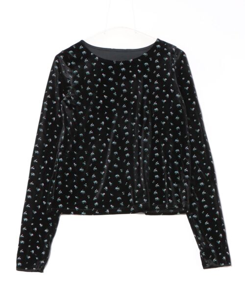 STYLEBLOCK(スタイルブロック)の「フラワーベロア指開きトップス(Tシャツ/カットソー・レディース・ブラウン系その他/ブラウン×イエロー/ブラック×イエロー/ブラック×ブルー・FREE)」の6枚目の写真