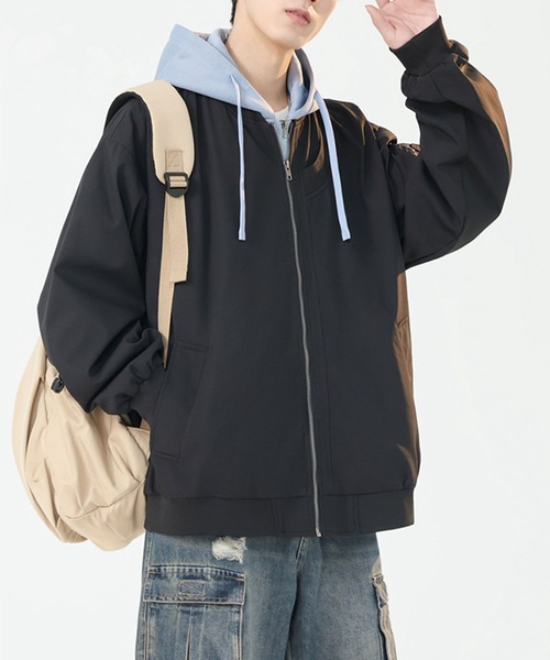 aimoha（アイモハ）の「撥水加工フード付きMA-1ジャケット/Water-repellent hooded MA-1 jacket（MA-1・メンズ・ブラック/ライトベージュ/パープル・MEDIUM/LARGE/X-LARGE）」の14枚目の写真