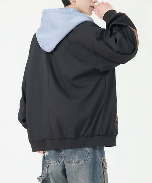aimoha（アイモハ）の「撥水加工フード付きMA-1ジャケット/Water-repellent hooded MA-1 jacket（MA-1・メンズ・ブラック/ライトベージュ/パープル・MEDIUM/LARGE/X-LARGE）」の15枚目の写真