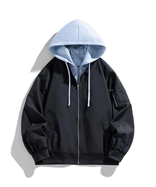 aimoha（アイモハ）の「撥水加工フード付きMA-1ジャケット/Water-repellent hooded MA-1 jacket（MA-1・メンズ・ブラック/ライトベージュ/パープル・MEDIUM/LARGE/X-LARGE）」の17枚目の写真