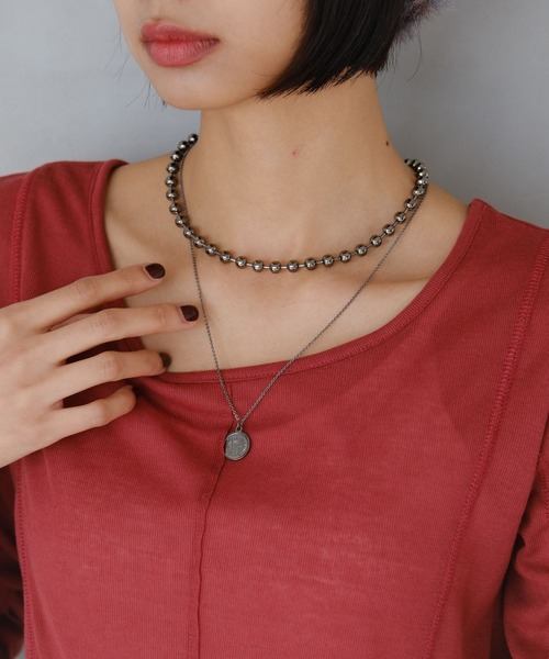 PAGEBOY（ページボーイ）の「２連コインネックレス（ネックレス・レディース・シルバー/ブラック・FREE）」の2枚目の写真